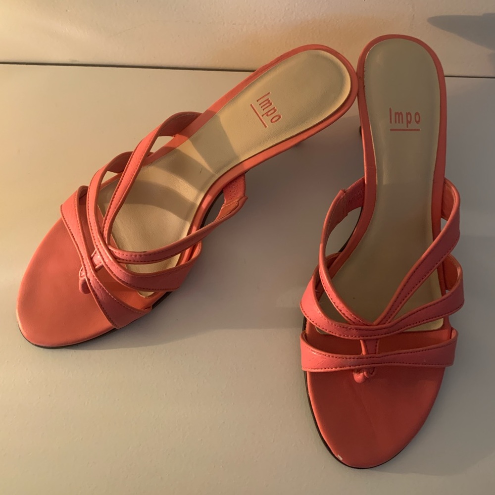 Impo Brand Sandals in Coral/Salmon Color Mule Heels in Women’s Size 9